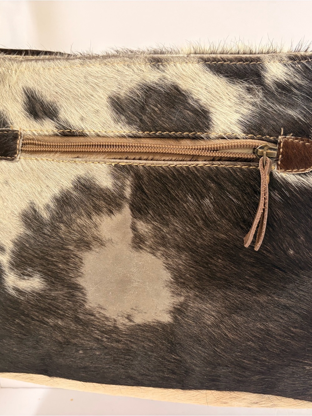 Myra Bag Brown & Cream Hair-On Hide Crossbody Bag - Picture 3 of 12